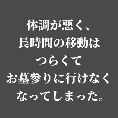 体調が悪く、長時間の移動はつらくてお墓参りに行けなくなってしまった。